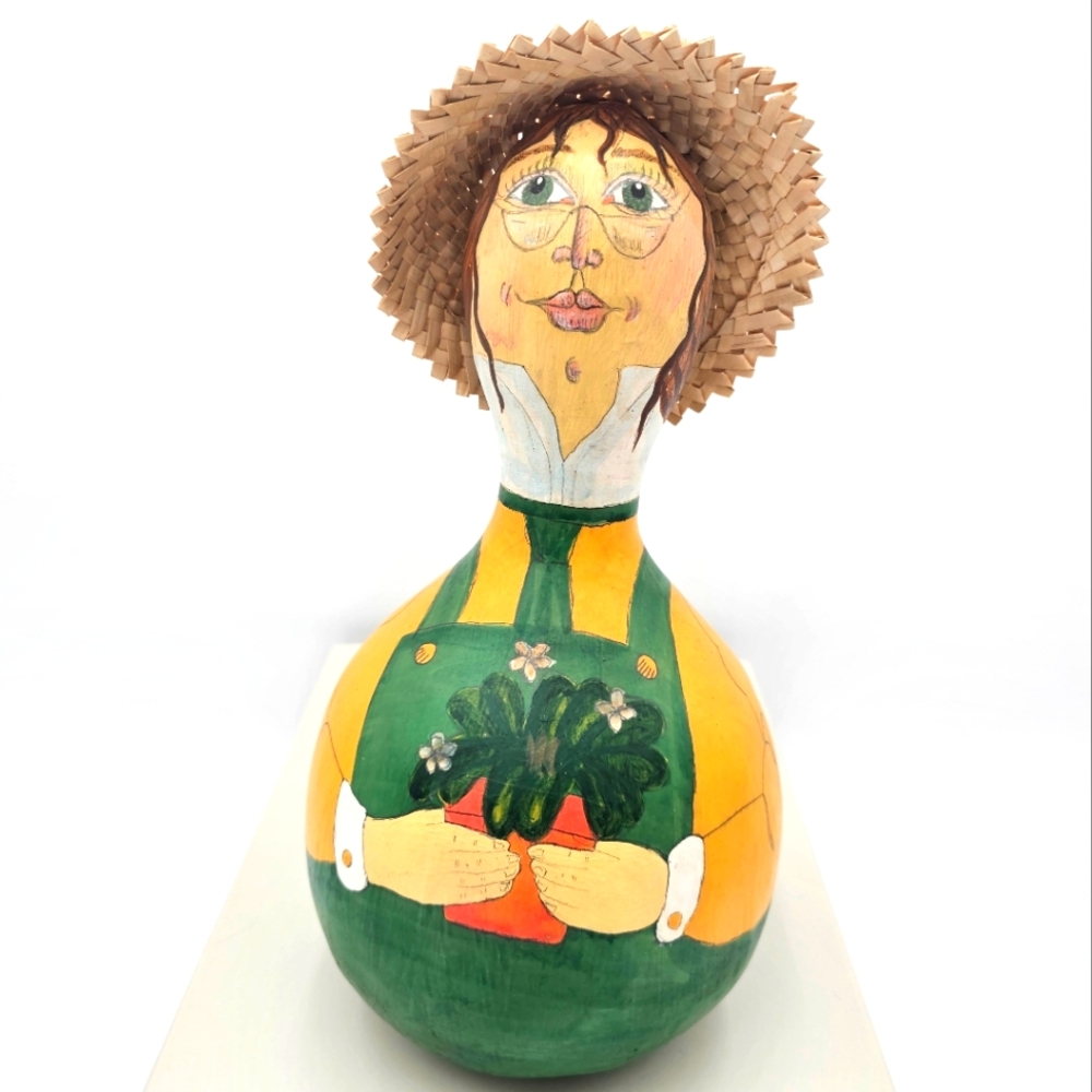 Handcrafted Gourd Painted Gardener 1994